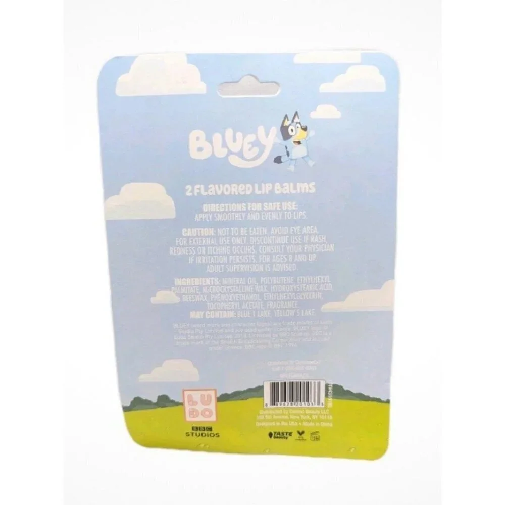 Bluey & Bingo Lip Balm 2-Pack Blueberry & Pineapple Flavored New In Pack